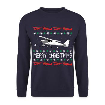 Flugzeug Pilot Flieger Ultraleichtflugzeug UL TMG - Unisex Pullover - Navy - Vorne - Alina (178cm) & Michal (187cm)