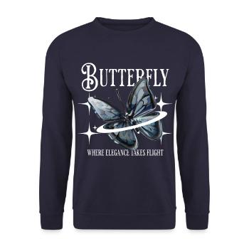 Butterfly Where Elegance Takes Flight - Unisex Pullover - Navy - Vorne - Alina (178cm) & Michal (187cm)