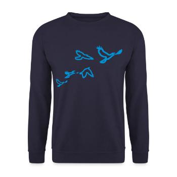 5 Voegel (1 color) - Unisex Pullover - Navy - Vorne - Alina (178cm) & Michal (187cm)