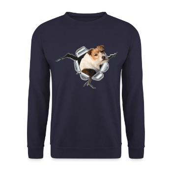 Jack Russell auf Metall - Unisex Pullover - Navy - Vorne - Alina (178cm) & Michal (187cm)
