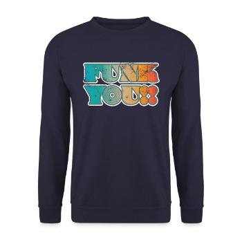 Funk you Musik Spruch - Unisex Pullover - Navy - Vorne - Alina (178cm) & Michal (187cm)