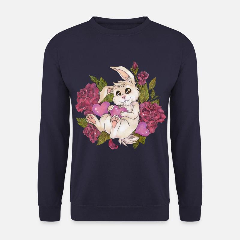 Niedlicher Hase Kaninchen mit Rosen Liebe Herz - Unisex Pullover - Navy