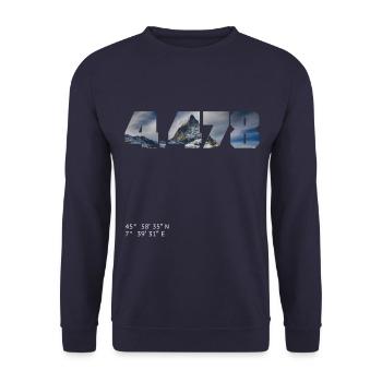 Matterhorn 4.478 mètres photo de montagne avec coordonnées - Sweat-shirt Unisexe - marine - Devant - Alina (178cm) & Michal (187cm)