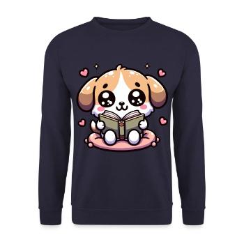 Hund lesen Lesen Rover Strampler - Unisex Pullover - Navy - Vorne - Alina (178cm) & Michal (187cm)