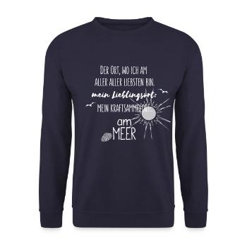 Lieblingsort – am Meer – Geschenk - Unisex Pullover - Navy - Vorne - Alina (178cm) & Michal (187cm)