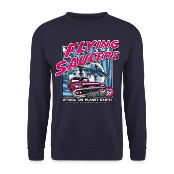 alien attack on earth science fiction - Unisex Sweatshirt - navy - Front - Alina (178cm) & Michal (187cm)