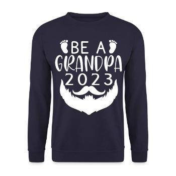 Werdender Opa 2023, 2023 werde ich Opa, 2023 Opa - Unisex Pullover - Navy - Vorne - Alina (178cm) & Michal (187cm)