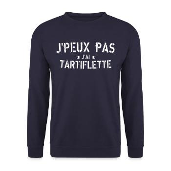 J peux pas j ai Tartiflette - Sweat-shirt Unisexe - marine - Devant - Alina (178cm) & Michal (187cm)