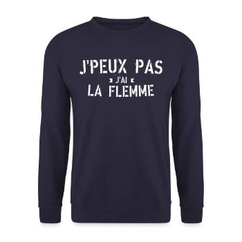 J peux pas j ai la flemme - Sweat-shirt Unisexe - marine - Devant - Alina (178cm) & Michal (187cm)