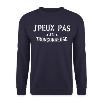 J peux pas j ai Tronçonneuse - Sweat-shirt Unisexe - marine - Devant - Alina (178cm) & Michal (187cm)