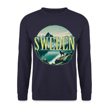 Schweden Sweden Urlaub Reise Elch vacation holiday - Unisex Pullover - Navy - Vorne - Alina (178cm) & Michal (187cm)