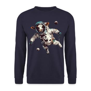 Vache dans l’espace - Sweat-shirt Unisexe - marine - Devant - Alina (178cm) & Michal (187cm)