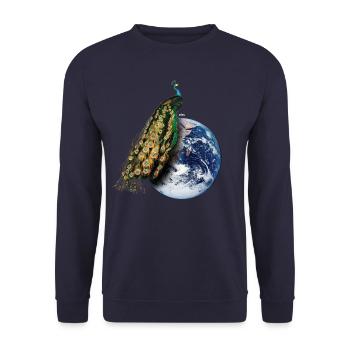 Eden above Earth | Pulau Kreasi (White) - Unisex Sweatshirt - navy - Front - Alina (178cm) & Michal (187cm)