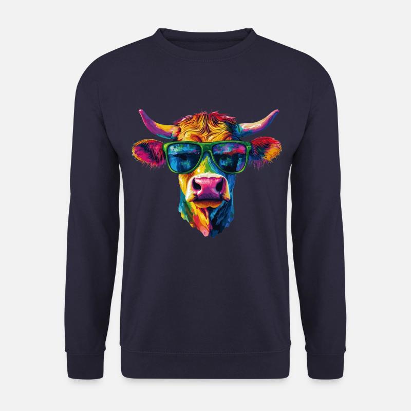 Cow Sunglasses - Unisex Sweatshirt - navy