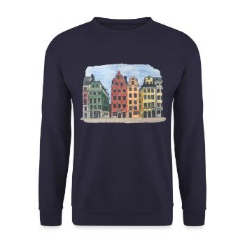Stockholm Capitale Suède Gamla stan svensk - Sweat-shirt Unisexe - marine - Devant - Alina (178cm) & Michal (187cm)