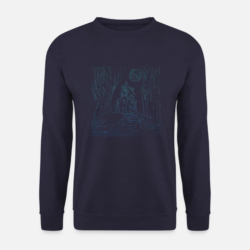 gruselhaus blau Silhouette Design Logo Geschenk - Unisex Pullover - Navy