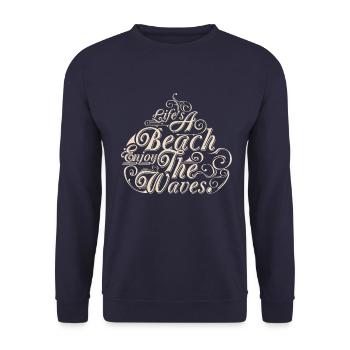 LIFE A BEACH ENJOY THE WAVES Tee Shirts - Unisex Sweatshirt - navy - Front - Alina (178cm) & Michal (187cm)