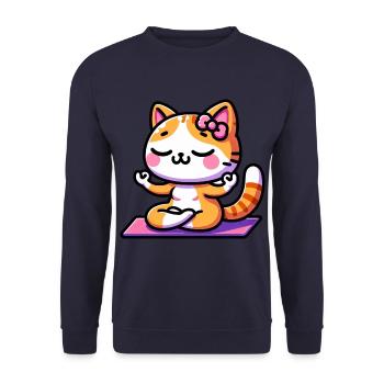 Chat Yoga Meowmaste Vêtements de bébé - Sweat-shirt Unisexe - marine - Devant - Alina (178cm) & Michal (187cm)