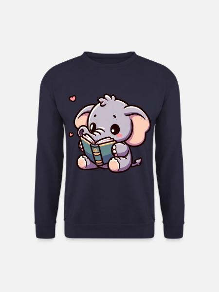 Elefant liest Elefanten-Märchenstunde Strampler - Unisex Pullover - Navy