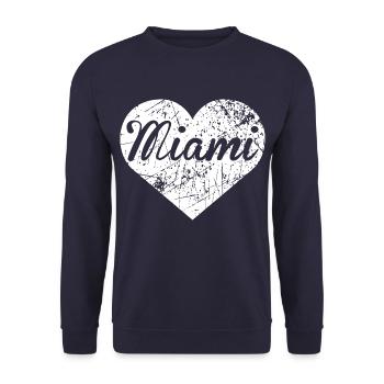 Miami Herz - Unisex Pullover - Navy - Vorne - Alina (178cm) & Michal (187cm)