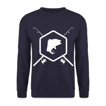 Angler - Fisherman - Angelrute - Sportfischer - Unisex Pullover - Navy - Vorne - Alina (178cm) & Michal (187cm)