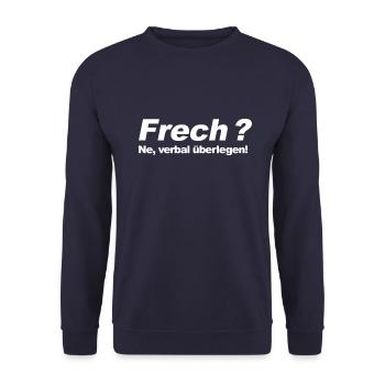 Frech ? Ne, verbal überlegen! - Unisex Pullover - Navy - Vorne - Alina (178cm) & Michal (187cm)