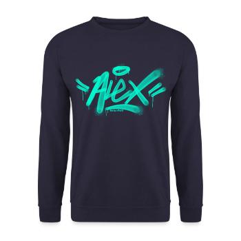 Alex Graffiti T Shirt - Unisex Pullover - Navy - Vorne - Alina (178cm) & Michal (187cm)