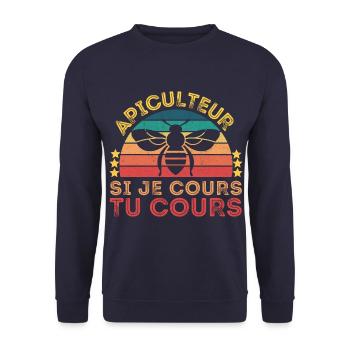 Apiculteur si je cours,tu cours humour apiculture - Sweat-shirt Unisexe - marine - Devant - Alina (178cm) & Michal (187cm)
