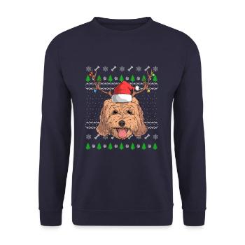 Cockapoo Dog Santa Claus Ugly Christmas XMas Reind - Unisex Sweatshirt - navy - Front - Alina (178cm) & Michal (187cm)