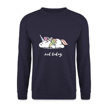 Funny unicorn loafers Not Today Not Today G - Unisex Sweatshirt - navy - Front - Alina (178cm) & Michal (187cm)