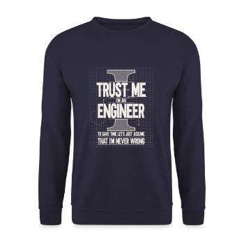 Croyez-moi, je suis un costume de définition d'ingénieur drôle G - Sweat-shirt Unisexe - marine - Devant - Alina (178cm) & Michal (187cm)