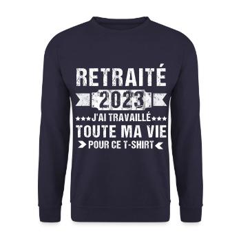Retraité 2023 humour retraite cadeau pour retraité - Sweat-shirt Unisexe - marine - Devant - Alina (178cm) & Michal (187cm)