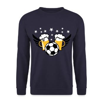 Fussball-Party 2 Mass Bier 01 3c - Unisex Pullover - Navy - Vorne - Alina (178cm) & Michal (187cm)
