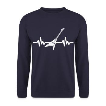Herzschlag Gitarre - Rock n Roll Punk Band Metal - Unisex Pullover - Navy - Vorne - Alina (178cm) & Michal (187cm)