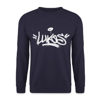 Lukas Your Name Graffiti T Shirt - Unisex Sweatshirt - navy - Front - Alina (178cm) & Michal (187cm)