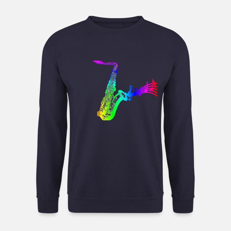 saxophon mit Noten bunt - Unisex Pullover - Navy