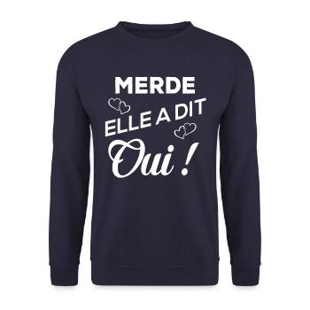 MERDE ELLE A DIT OUI - Sweat-shirt Unisexe - marine - Devant - Alina (178cm) & Michal (187cm)