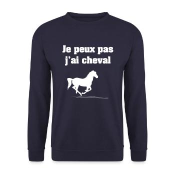 JE PEUX PAS J'AI CHEVAL - Sweat-shirt Unisexe - marine - Devant - Alina (178cm) & Michal (187cm)