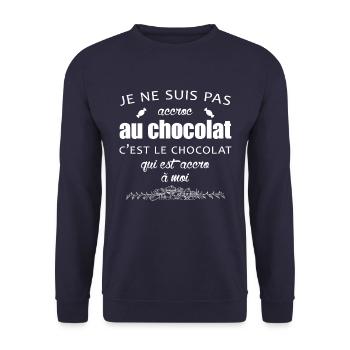 LE CHOCOLAT EST ACCROC À MOI - Sweat-shirt Unisexe - marine - Devant - Alina (178cm) & Michal (187cm)
