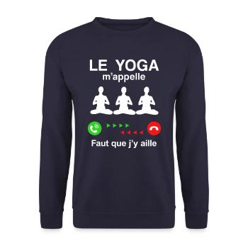 LE YOGA M'APPELLE FAUT QUE J'Y AILLE - Sweat-shirt Unisexe - marine - Devant - Alina (178cm) & Michal (187cm)