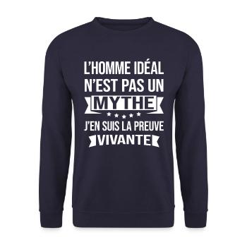 L'HOMME IDÉAL - Sweat-shirt Unisexe - marine - Devant - Alina (178cm) & Michal (187cm)