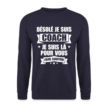 DÉSOLÉ JE SUIS COACH - Sweat-shirt Unisexe - marine - Devant - Alina (178cm) & Michal (187cm)