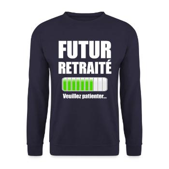 FUTUR RETRAITÉ - Sweat-shirt Unisexe - marine - Devant - Alina (178cm) & Michal (187cm)