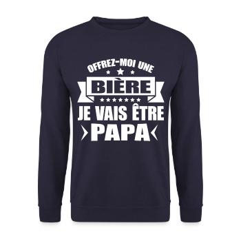 FUTUR PAPA OFFREZ MOI UNE BIÈRE - Sweat-shirt Unisexe - marine - Devant - Alina (178cm) & Michal (187cm)