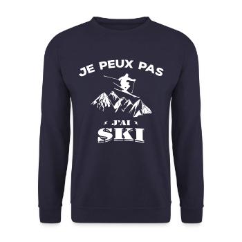 JE PEUX PAS J'AI SKI - Sweat-shirt Unisexe - marine - Devant - Alina (178cm) & Michal (187cm)