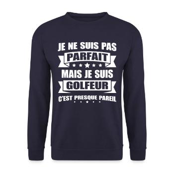 JE SUIS GOLFEUR - Sweat-shirt Unisexe - marine - Devant - Alina (178cm) & Michal (187cm)
