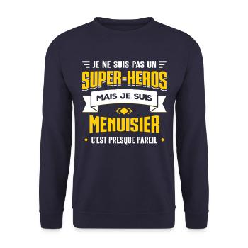 MENUISIER SUPER-HÉROS - Sweat-shirt Unisexe - marine - Devant - Alina (178cm) & Michal (187cm)