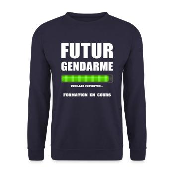 FUTUR GENDARME - Sweat-shirt Unisexe - marine - Devant - Alina (178cm) & Michal (187cm)