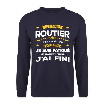 JE SUIS ROUTIER - Sweat-shirt Unisexe - marine - Devant - Alina (178cm) & Michal (187cm)
