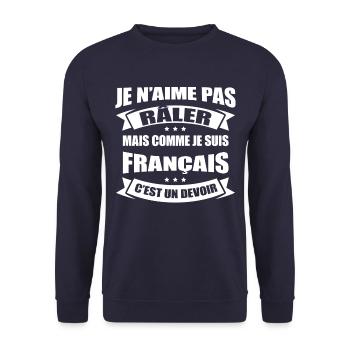 RÂLEUR FRANÇAIS - Sweat-shirt Unisexe - marine - Devant - Alina (178cm) & Michal (187cm)